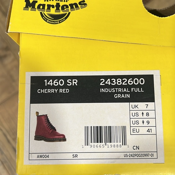 🆕DR MARTENS 1460 SLIP RESISTANT LEATHER LACE UP BOOTS CHERRY RED INDUSTRIAL NWT - Picture 8 of 13